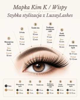 mapka stylizacji rzęs Kim K Wispy z długościami 8-14 mm LuxayLashes