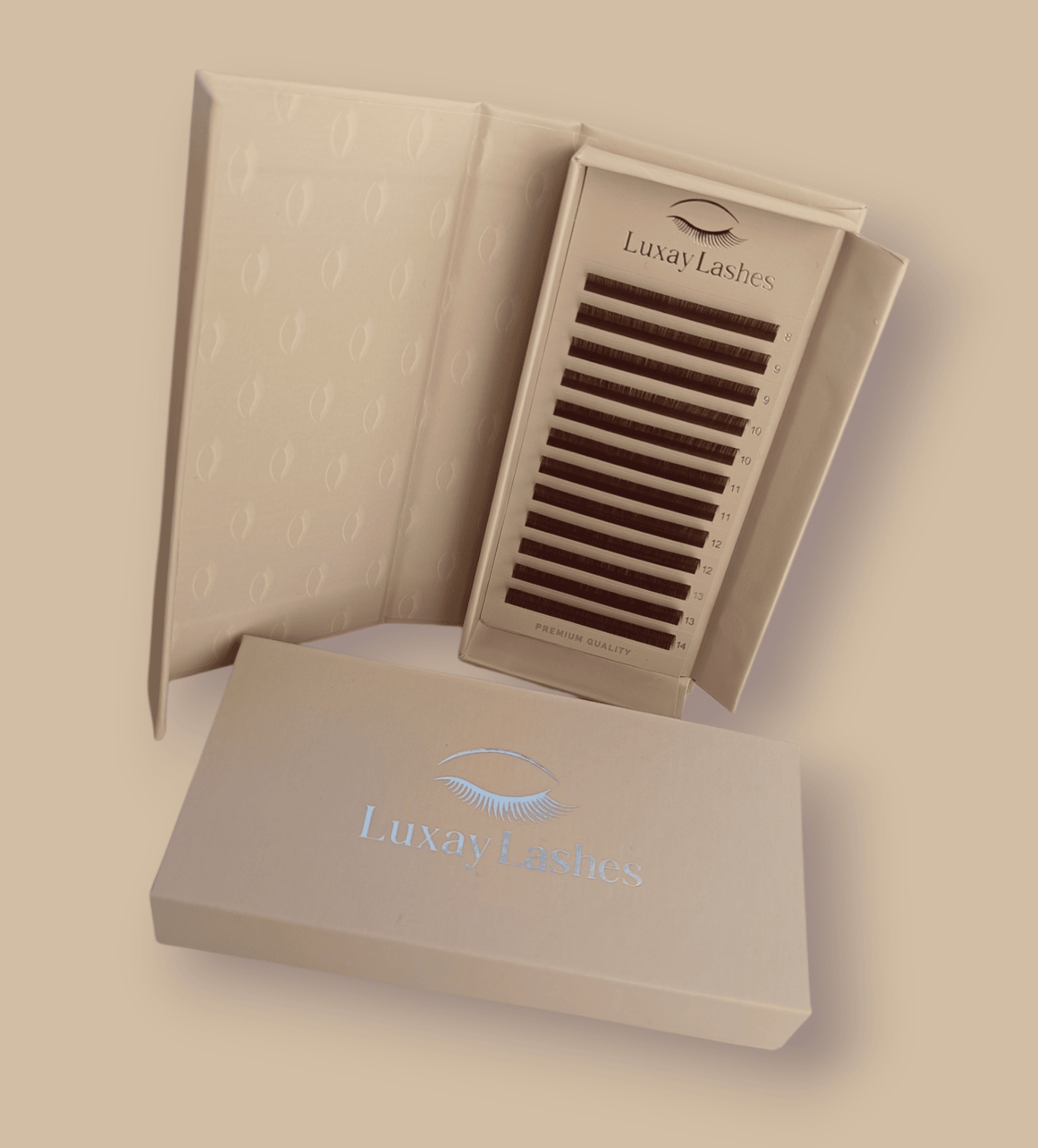 LuxayLashes Cocoa - brązowe rzęsy premium do przedłużania i natural volume